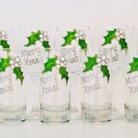 Personalised Holly & Berries Christmas Glass